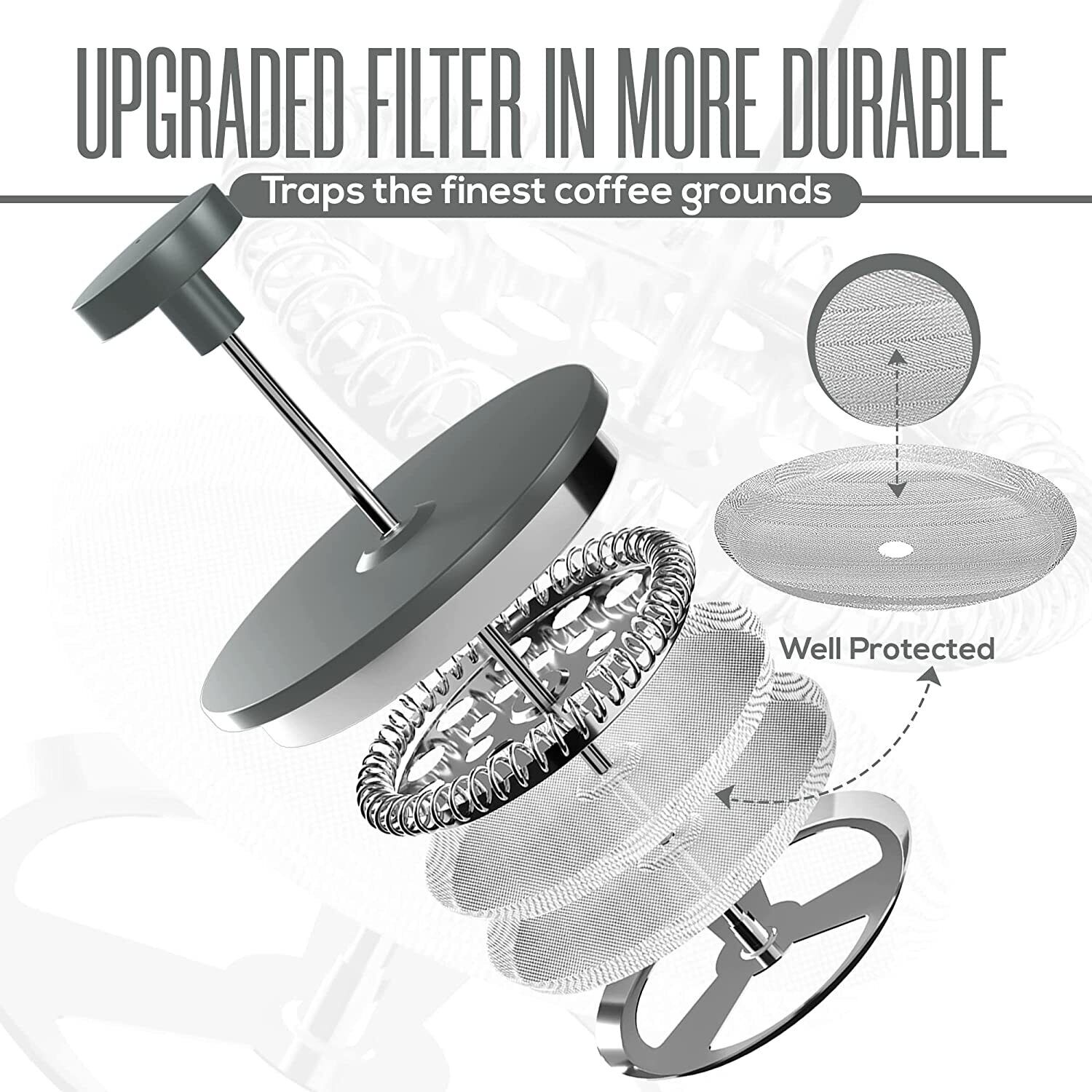 Stainless Steel French Press Coffee Maker with Extra Filters