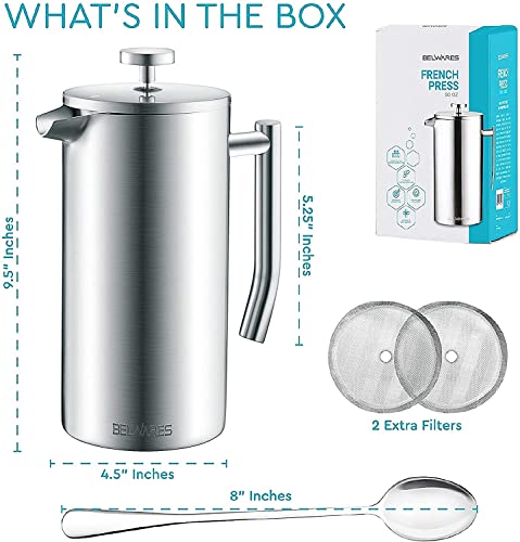 Belwares Double Wall Stainless Steel French Press