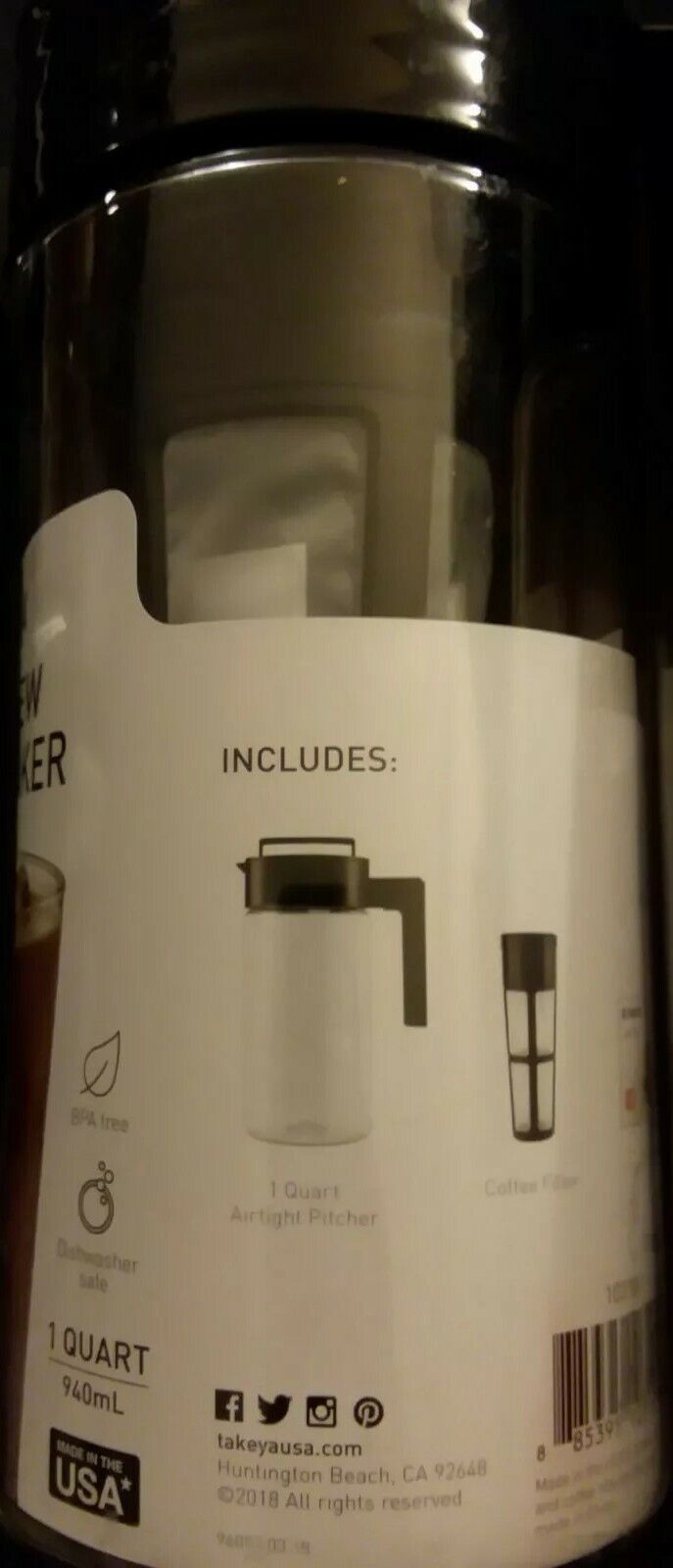 Takeya 1QT Cold Brew Coffee Maker Pitcher