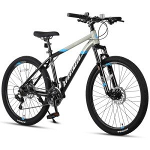AVASTA 27.5-inch Mountain Bike for Man Male and Woman Female Adult with Lightweight Aluminum Alloy Frame and Dual Disc Brakes,Front Suspension,21-Speed Gear Shifters,Hidden Brake Cables,Grey
