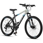 AVASTA 27.5-inch Mountain Bike for Man Male and Woman Female Adult with Lightweight Aluminum Alloy Frame and Dual Disc Brakes,Front Suspension,21-Speed Gear Shifters,Hidden Brake Cables,Grey