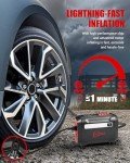 ROCGORLD R8 Tire Inflator Portable Air Compressor, DC 12V Air Compressor Portable with Large Dual Digital Screen, 3X Faster Inflation Air Pump for Car, Bike, Ball, Motor