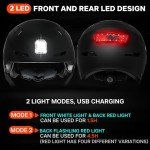 DKONI Bike Helmet with LED Lights Bicycle Helmets Commuter Cycling Helmet USB Rechargeable Front & Back LED Light Helmet for Adult Men Women (Large, Black)