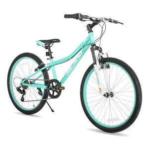 HH HILAND 24 Inch Mountain Bike for Kids Age 7-15 Year Old, Front Suspension Fork Kids' Bicycles for Boys Girls Mint Green