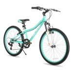HH HILAND 24 Inch Mountain Bike for Kids Age 7-15 Year Old, Front Suspension Fork Kids' Bicycles for Boys Girls Mint Green