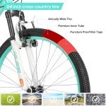 HH HILAND 24 Inch Mountain Bike for Kids Age 7-15 Year Old, Front Suspension Fork Kids' Bicycles for Boys Girls Mint Green