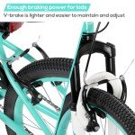 HH HILAND 24 Inch Mountain Bike for Kids Age 7-15 Year Old, Front Suspension Fork Kids' Bicycles for Boys Girls Mint Green