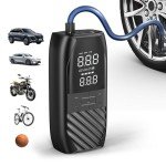 Tire Inflator Portable Air Compressor 150 PSI Car Tire Air Pump, Electric Portable Tire Pump with Digital Pressure Gauge, 2X Fast Inflation for Car, Motorcycle, Bike, Ball