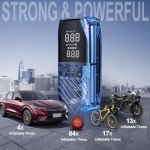 Tire Inflator Portable Air Compressor 150 PSI Car Tire Air Pump, Electric Portable Tire Pump with Digital Pressure Gauge, 2X Fast Inflation for Car, Motorcycle, Bike, Ball