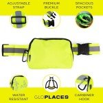 GLOPLACES Reflective Belt Bag Night Sash for Night Safety - High Visibility Hip Bag Waist Pack with Large Storage Pouch - Adjustable Night Fanny Pack for Dog Walking, Hiking, Biking