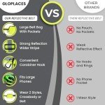 GLOPLACES Reflective Belt Bag Night Sash for Night Safety - High Visibility Hip Bag Waist Pack with Large Storage Pouch - Adjustable Night Fanny Pack for Dog Walking, Hiking, Biking