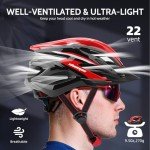 Bike Helmet Men Women, Shinmax Bicycle Helmet with Rear Light and Detachable Sun Visor Backpack,Lightweight Mountain Bike Helmet Size Adjustable Cycling Helmet for Adults Youth Road Bike Helmet