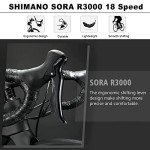 KABON Carbon Road Bike, T800 Carbon Fiber Frame 700C Road Bike with 18 Speeds Drivetrain, Integrated Carbon Handlebar, Disc Brakes Racing Bicycle for Men and Women (Grey, 56cm)