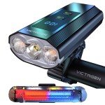 Victagen Super Bright Bike Lights 8000 Lumen for Night Riding, Super Bright 3 LED Lights for Bike/Bicycle Headlight with High Beam & Low Beam TypeC Rechargeable, Free Taillights