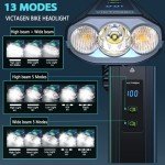 Victagen Super Bright Bike Lights 8000 Lumen for Night Riding, Super Bright 3 LED Lights for Bike/Bicycle Headlight with High Beam & Low Beam TypeC Rechargeable, Free Taillights