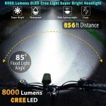 Victagen Super Bright Bike Lights 8000 Lumen for Night Riding, Super Bright 3 LED Lights for Bike/Bicycle Headlight with High Beam & Low Beam TypeC Rechargeable, Free Taillights