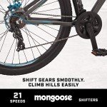 Mongoose Impasse HD Mountain Bike, Men and Women, 29-Inch Wheels, Aluminum Frame, Twist Shifters, 21-Speed Rear Deraileur, Front and Rear Disc Brakes, Charcoal