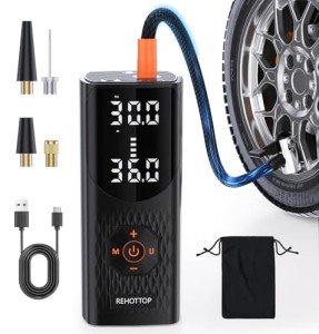 Tire Inflator Portable Air Compressor, 160PSI Air Pump for Car Tires, 4X Fast Inflation Air Compressor, Tire Pump with LED for Car