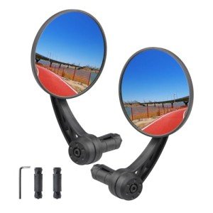 Bike Mirrors Handlebar End Mount, Rotatable And Adjustable Shockproof ebike mirror Wide Angle Bicycle Handlebars End Safe Clear E-Bike Glass Rear View Mirrors