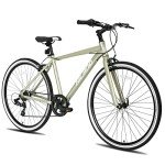 HH HILAND 700C Wheels Hybrid Bike for Mens and Womens, Step-Over or Step-Through Frame, Urban Commuter Bike, 7 Speeds Road Bicycle for Adult Sliver