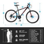 Ktaxon Mountain Bike 27.5 Inch Men & Women Mountain Bike 21-Speed Adult Bikes, Double Disc Brake, Suspension Fork, High Carbon Steel Frame (Black)