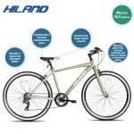 HH HILAND 700C Wheels Hybrid Bike for Mens and Womens, Step-Over or Step-Through Frame, Urban Commuter Bike, 7 Speeds Road Bicycle for Adult Sliver