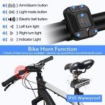 NineLeaf Bike Taillight with Turn Signals, Anti-Theft Bicycle Alarm Tail Light with Electric Bell and Automatic Brake Light, Remote Control Rear Light USB Rechargeable Safety Warning Cycling Light