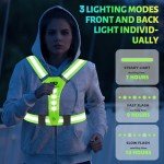 West Biking Running Vest Light - Led Running Reflective Gear for Walking at Night, High Visibility Night Rechargeable Light Up Running Vest, Adjustable Running Lights for Runners(Green)