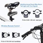 NineLeaf Bike Taillight with Turn Signals, Anti-Theft Bicycle Alarm Tail Light with Electric Bell and Automatic Brake Light, Remote Control Rear Light USB Rechargeable Safety Warning Cycling Light