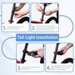 NineLeaf Bike Taillight with Turn Signals, Anti-Theft Bicycle Alarm Tail Light with Electric Bell and Automatic Brake Light, Remote Control Rear Light USB Rechargeable Safety Warning Cycling Light