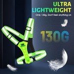 West Biking Running Vest Light - Led Running Reflective Gear for Walking at Night, High Visibility Night Rechargeable Light Up Running Vest, Adjustable Running Lights for Runners(Green)