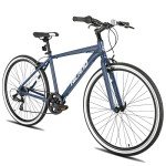 HH HILAND 700C Wheels Hybrid Bike for Mens and Womens, Step-Over or Step-Through Frame, Urban Commuter Bike, 7 Speeds Road Bicycle Adult Bike Blue