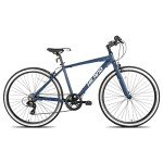HH HILAND 700C Wheels Hybrid Bike for Mens and Womens, Step-Over or Step-Through Frame, Urban Commuter Bike, 7 Speeds Road Bicycle Adult Bike Blue