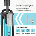 Hycline Bike Floor Pump, 160 PSI High Pressure - Portable Handheld Pump with Gauge & Dual Valve for Bikes, Inflatables, Toys (Blue, Stainless Steel)