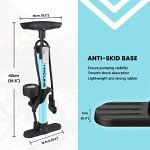 Hycline Bike Floor Pump, 160 PSI High Pressure - Portable Handheld Pump with Gauge & Dual Valve for Bikes, Inflatables, Toys (Blue, Stainless Steel)