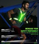 Led Light Up Running Vest Reflective Vest for runners night walking, Rechargeable LED Reflective Running Vest High Visibility with Adjustable Waist/Shoulde, Reflective Armband for Women Men (Green)