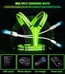 Led Light Up Running Vest Reflective Vest for runners night walking, Rechargeable LED Reflective Running Vest High Visibility with Adjustable Waist/Shoulde, Reflective Armband for Women Men (Green)