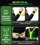 Led Light Up Running Vest Reflective Vest for runners night walking, Rechargeable LED Reflective Running Vest High Visibility with Adjustable Waist/Shoulde, Reflective Armband for Women Men (Green)