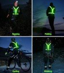 Led Light Up Running Vest Reflective Vest for runners night walking, Rechargeable LED Reflective Running Vest High Visibility with Adjustable Waist/Shoulde, Reflective Armband for Women Men (Green)