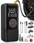MAKELIFT Tire Inflator Portable Air Compressor, 150PSI Air Pump for Car Tires, Cordless Bike Pump with Tire Pressure Gauge & LED Light, 12V DC Tire Pump for Cars, Motorcycles, Bikes, Balls
