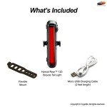 Cygolite Hotrod – 120 Lumen Bike Tail Light - 7 Night & Daytime Modes– Wide Beam COB LEDs – IP64 Water Resistant – USB Rechargeable–Great for Busy Roads, Black, Red, Compact