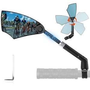 WEST BIKING Anti-Glare Handlebar Bike Mirror - Bike Rear View Mirror With Retractable & 360 ° Adjustable Lens, Foldable Bicycle Mirror For 20-23mm Handlebar (Left)