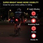 Padonow Smart Bike Tail Light: Auto On/Off Rear Bicycle Flashlight Ultra Bright Back Brake Light High Lumen Daytime Strobe USB Rechargeable Safety Red Led Taillight Waterproof Road Cycling Lights
