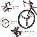 Max4out 700C Wheel Road Commuter Bike, 14/21 Speed Shifter, Dual Disc Brakes Racing Bicycle with Aluminum Alloy Frame for Adult Men and Women(Black Red), ‎One Size