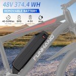 Funhang Electric Bike for Adults, 26'' 1000W Peak Ebike, Up to 50 Miles 21.7MPH Electric Mountain Bike with 48V 374.4WH Removable Battery, Adjustable Stem, Fenders, Lockable Suspension Fork, 21-Speed