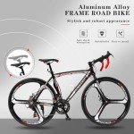 Max4out 700C Wheel Road Commuter Bike, 14/21 Speed Shifter, Dual Disc Brakes Racing Bicycle with Aluminum Alloy Frame for Adult Men and Women(Black Red), ‎One Size