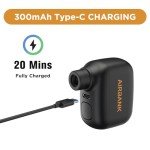 AIRBANK Mini Bike Pump POCKET SE, 100 PSI Electric Bicycle Air Pump for Road Bikes, Portable Bicycle Pump, Bicycle Tire Inflator for Schrader and Presta Valve with Rechargeable Battery