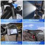 Funhang Electric Bike for Adults, 26'' 1000W Peak Ebike, Up to 50 Miles 21.7MPH Electric Mountain Bike with 48V 374.4WH Removable Battery, Adjustable Stem, Fenders, Lockable Suspension Fork, 21-Speed