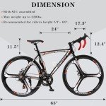 Max4out 700C Wheel Road Commuter Bike, 14/21 Speed Shifter, Dual Disc Brakes Racing Bicycle with Aluminum Alloy Frame for Adult Men and Women(Black Red), ‎One Size