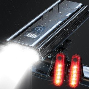 Rechargeable LED Bike Lights Front and Back - 10000 Lumens Super Bright Bicycle Headlight & Tail Light Set for Night Riding, Mountain/Road Bike Safety Lights, Waterproof with USB Cycling Accessories